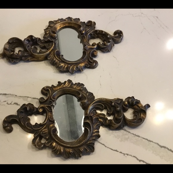 2 Antique Vintage Gold Mirrors